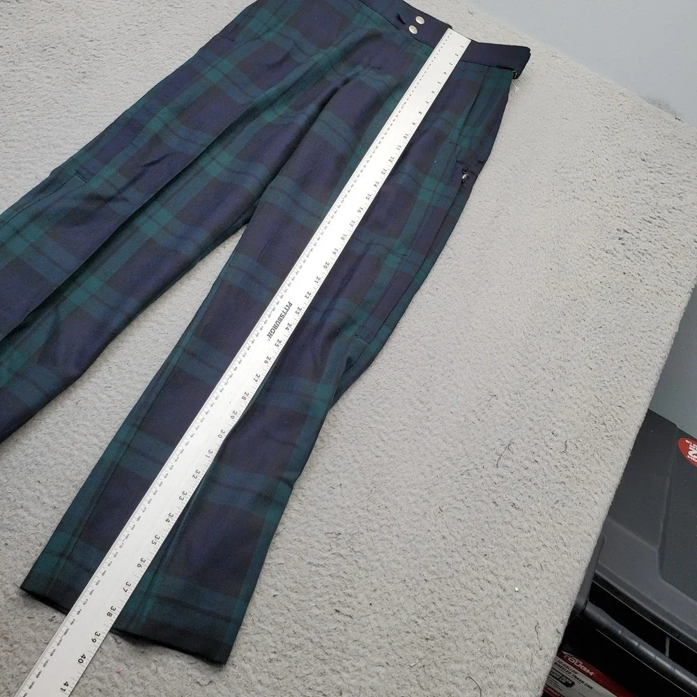 Ralph Lauren Navy & Green Plaid Straight-Leg Trousers - Picture 4 of 12